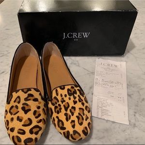 J. Crew Leopard Calf Hair Cora Loafers Size 8.5